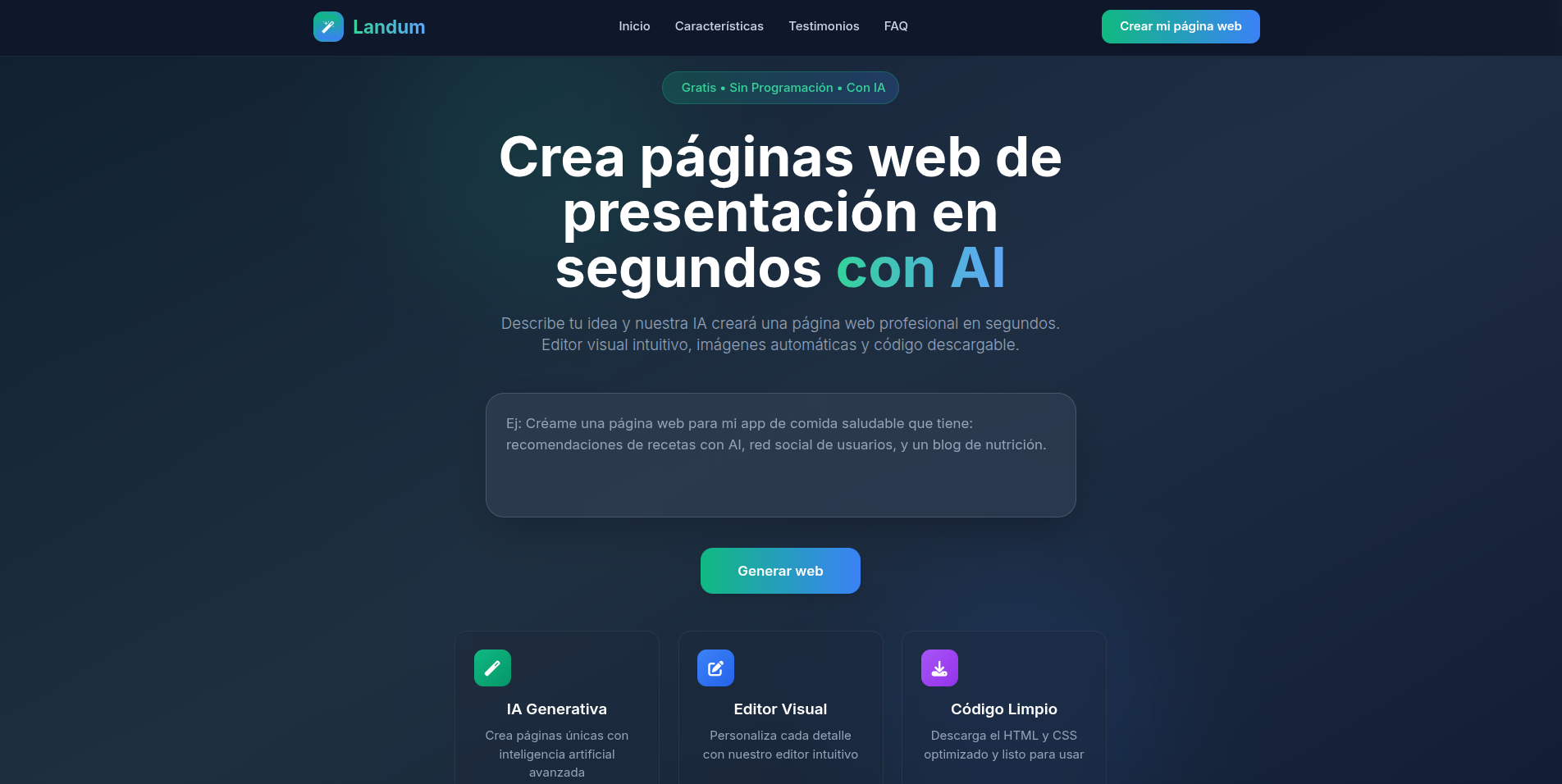 Landing Page Generator with AI